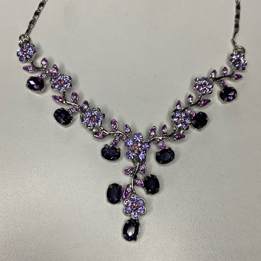 elegant purple necklace with matching earrings